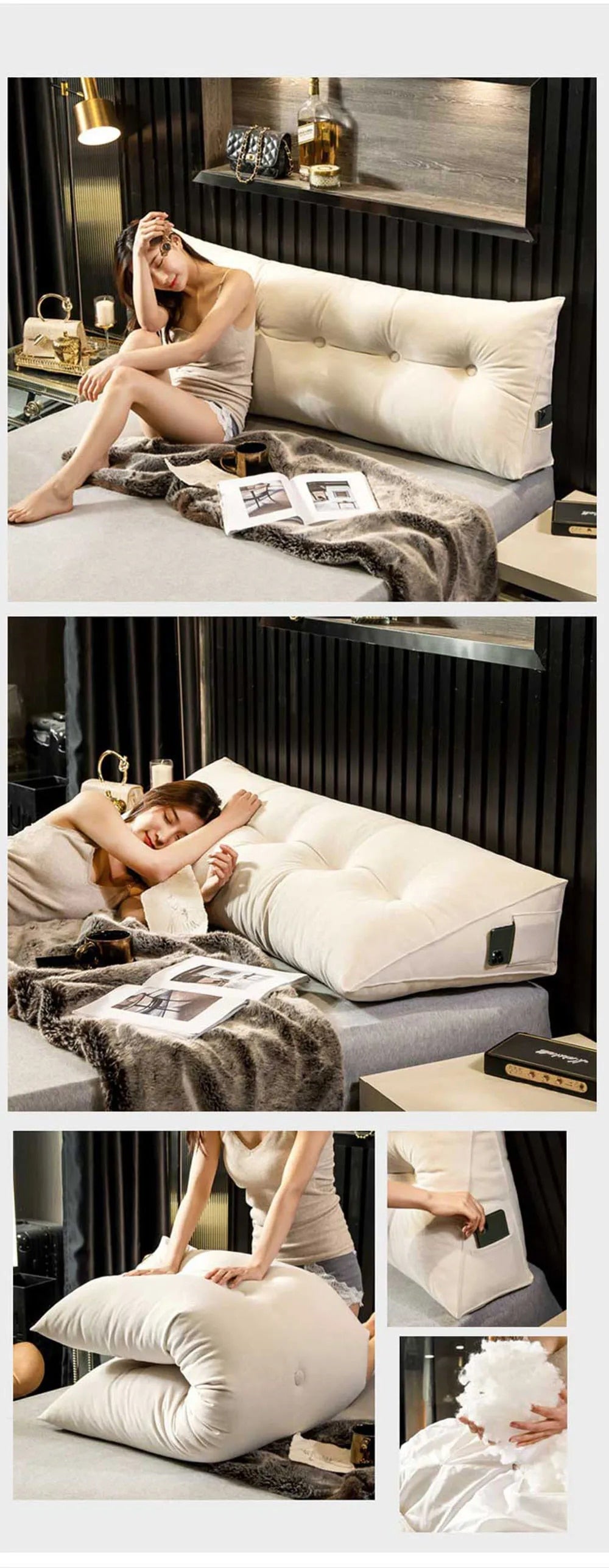 Home Headboard Pillow Triangle Cushion Sofa Waist Cushion Tatami Triangle Pillow Waist Pillow Cushions Sleeping Pillow for Bed