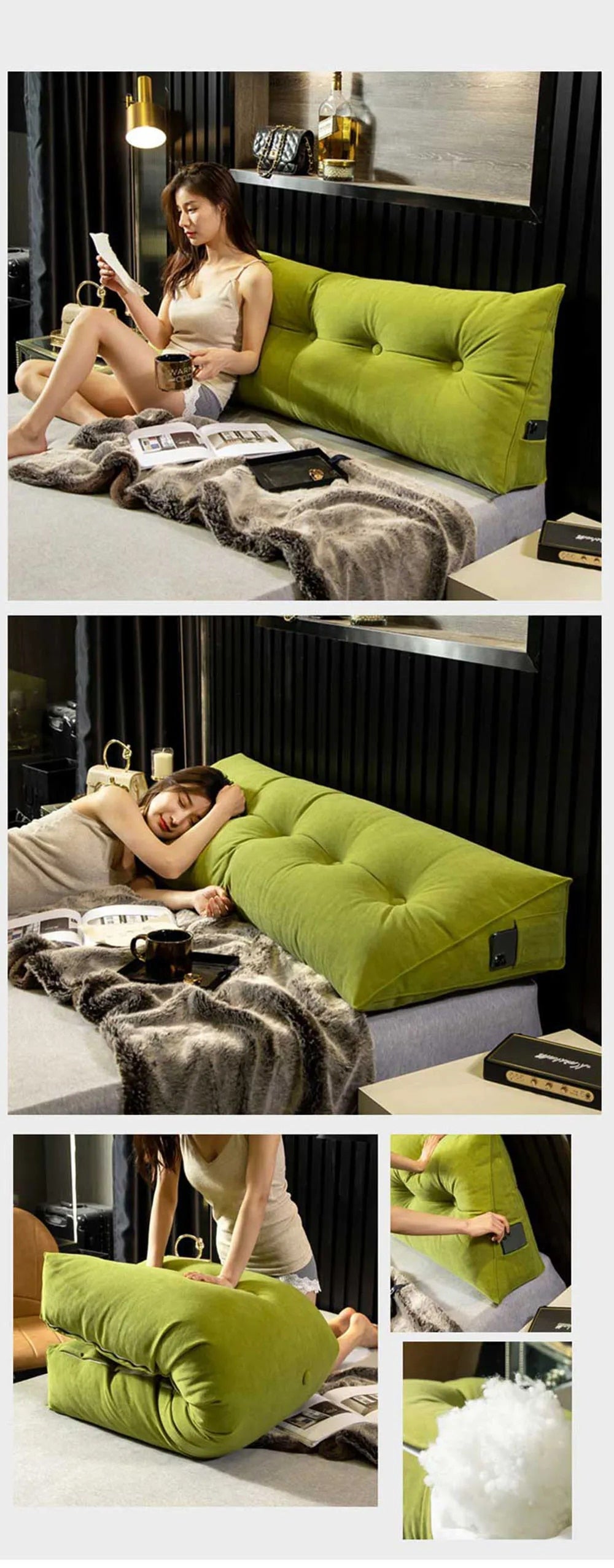 Home Headboard Pillow Triangle Cushion Sofa Waist Cushion Tatami Triangle Pillow Waist Pillow Cushions Sleeping Pillow for Bed