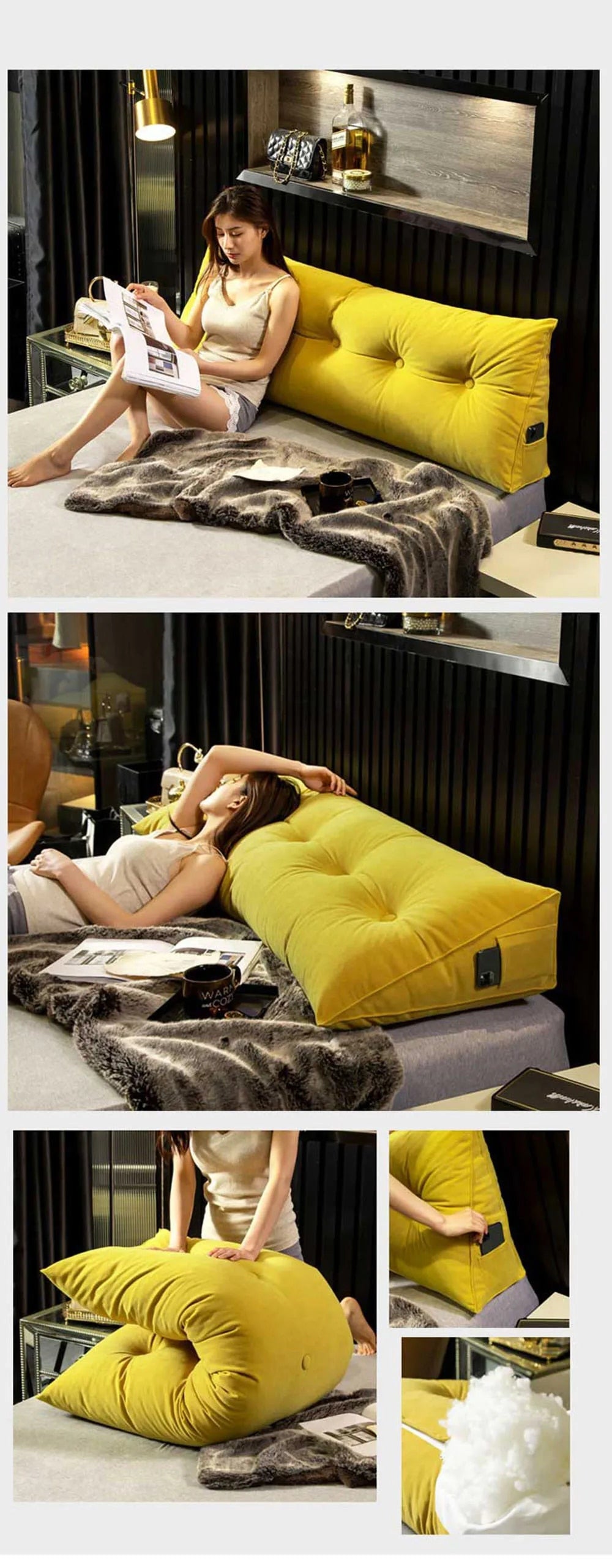 Home Headboard Pillow Triangle Cushion Sofa Waist Cushion Tatami Triangle Pillow Waist Pillow Cushions Sleeping Pillow for Bed