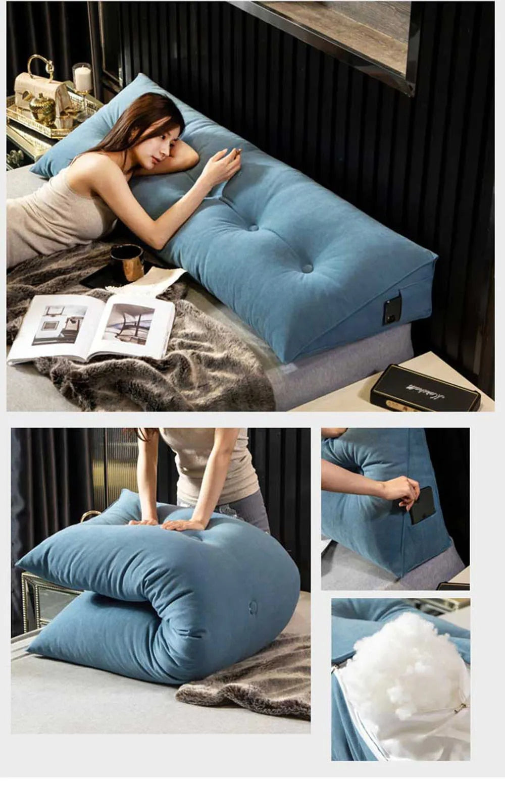 Home Headboard Pillow Triangle Cushion Sofa Waist Cushion Tatami Triangle Pillow Waist Pillow Cushions Sleeping Pillow for Bed
